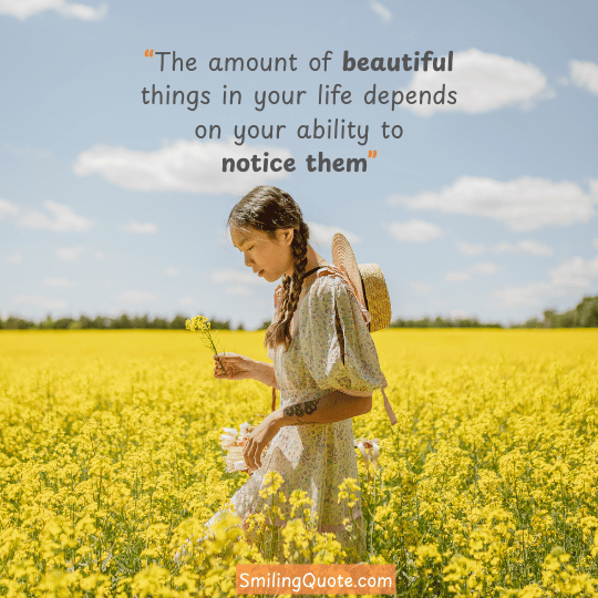 Inspirational quotes on life , The amount of beautiful, things in your life depends, on your ability to, notice them.